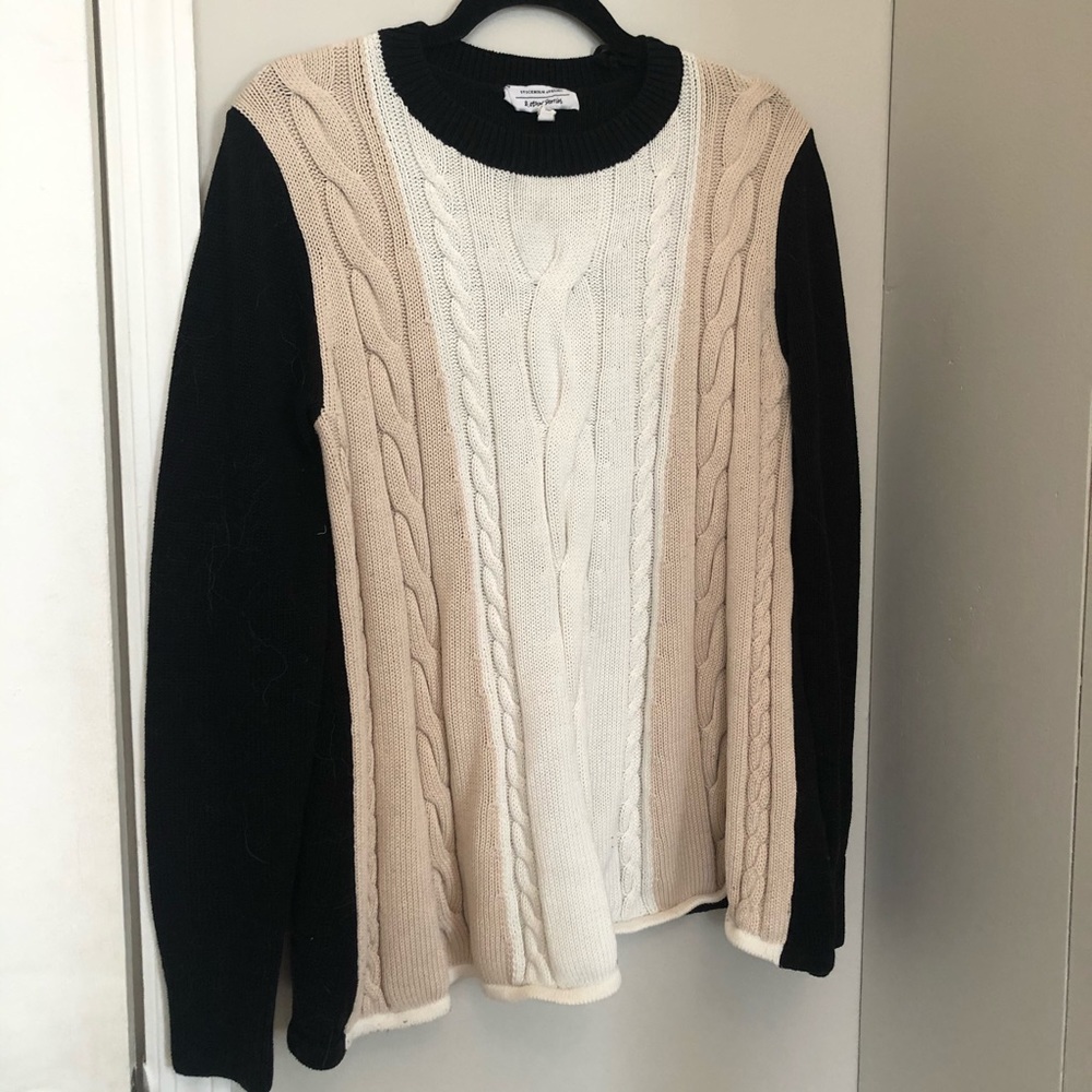 Cable Knit Tan Black Maxi Sweater